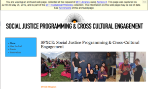 Screen shot of archived spxce.mit.edu website